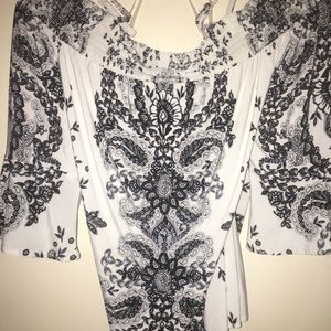 NWOT- Never worn White and black off the shoulder